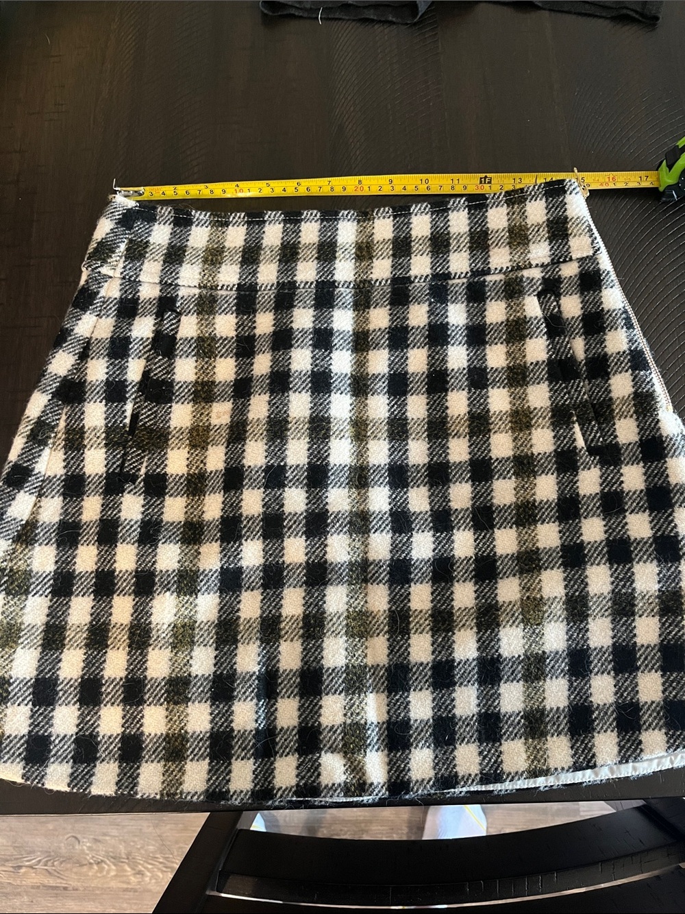 J. Crew Black and White Plaid A-Line Skirt